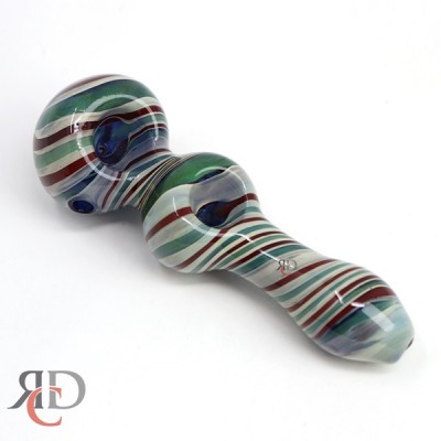 GLASS PIPE FANCY ART DOUBLE BOWL PIPE GP7556 1CT